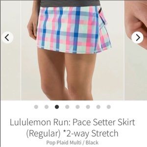 Lululemon 10 Pace Setter Skirt Neon Pop Plaid EUC